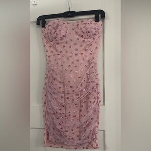 superdown Pink Sequin Heart Mini Dress